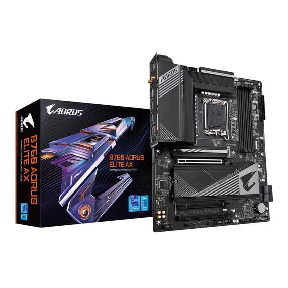 GIGABYTE B760 AORUS ELITE AX LGA 1700 Intel B760 ATX Motherboard with DDR5, Triple M.2, PCIe 4.0, USB 3.2 Gen2X2 Type-C, WiFi 6E, 2.5GbE LAN, Q-Flash Plus, PCIe EZ-Latch