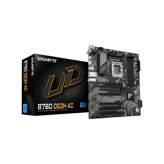 GIGABYTE B760 DS3H AC LGA 1700 Intel B760 ATX Motherboard with DDR5, M.2, PCIe 4.0, USB 3.2 Gen 2 Type-A, WiFi BLUETOOTH 5.1 SATA 6Gb/s