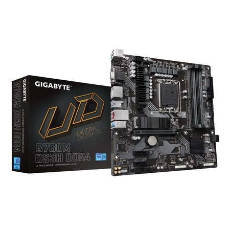 Gigabyte Ultra Durable B760M DS3H DDR4 Gaming Desktop Motherboard - Intel B760 Chipset - Socket LGA-1700 - Micro ATX - Core, Pentium Gold, Celeron Processor Supported - 128 GB DDR4 SDRAM Maximum RA...