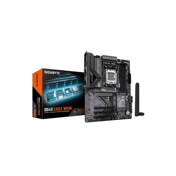 GIGABYTE B840 EAGLE WIFI6E AMD AM5 ATX Motherboard, Support Ryzen 9000/8000/7000 Series, 8+2+2 Power Phase, DDR5, 3x M.2, PCIe 4.0, USB-C 3.2 Gen 2, WiFi 6E, 2.5GbE LAN, EZ-Latch, 3-Year Warranty