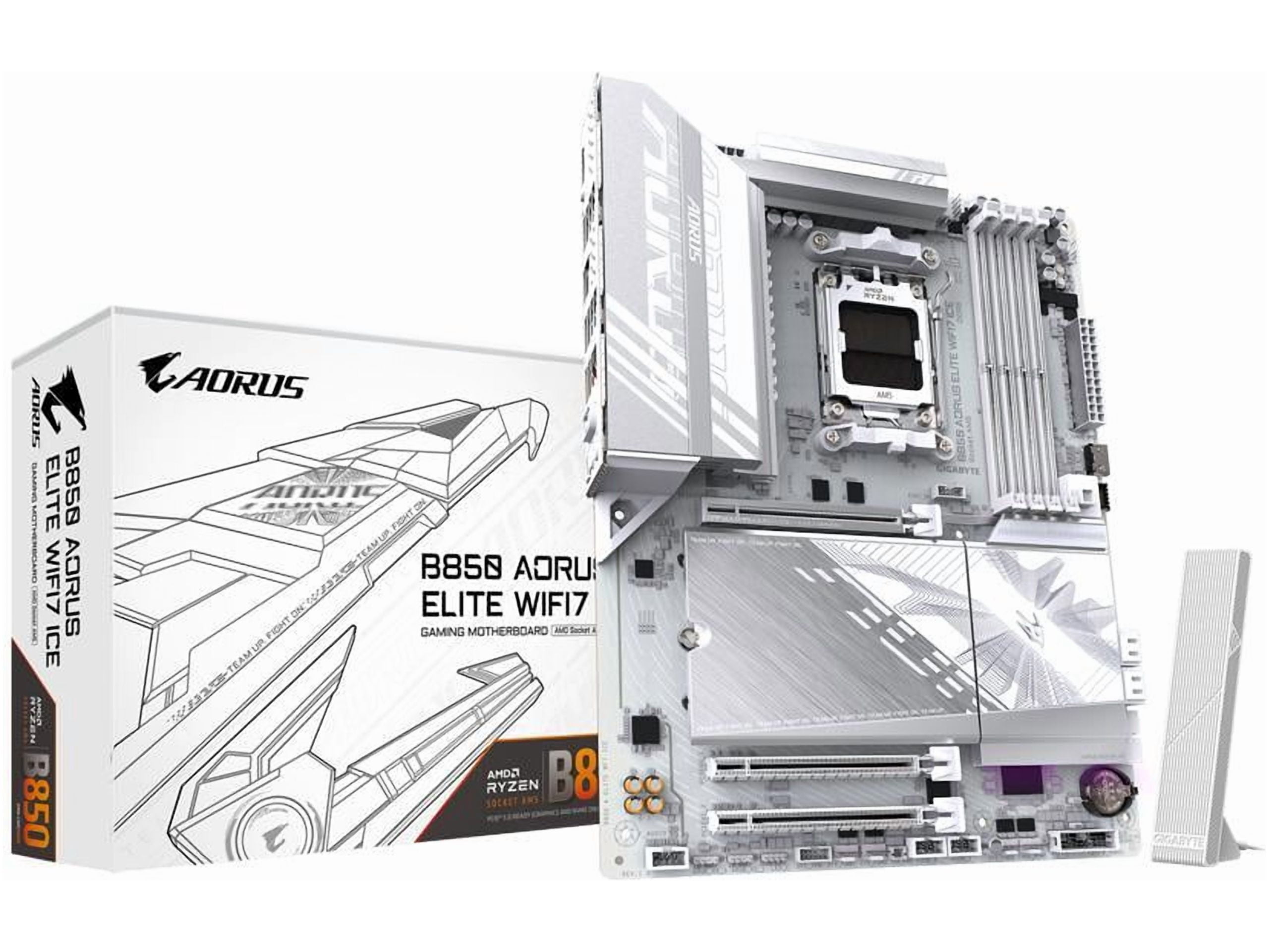 Aorus Ultra Durable B850 A ELITE WF7 ICE Gaming Desktop Motherboard - AMD B850 Chipset - Socket AM5 - ATX (b850aelitewf7ice)