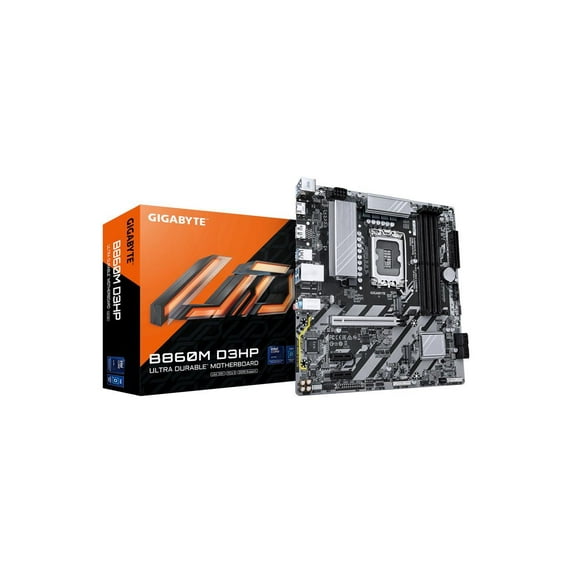 GIGABYTE B860M D3HP Intel Core Ultra (Series 2) LGA 1851 Motherboard, mATX, DDR5, 2x M.2, PCIe 5.0, USB-C, 1GbE LAN, EZ-Latch