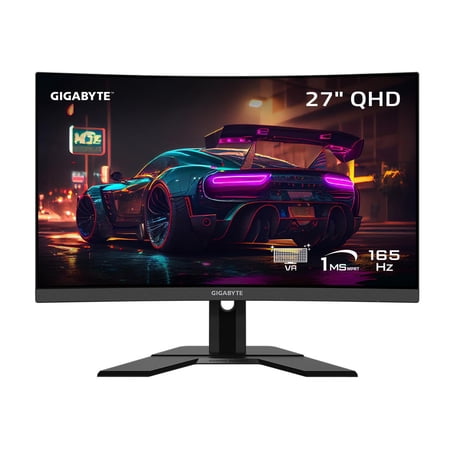GIGABYTE - G27QC Advanced - 27" VA Curved Gaming Monitor - QHD 2560x1440 - 165Hz - 1ms MPRT - Adaptive-Sync - HDMI, DP, USB-A - Height Adjustable - Black
