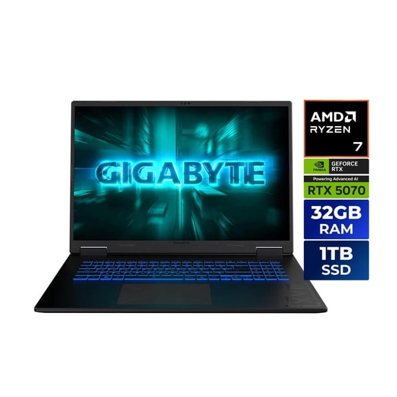 GIGABYTE GAMING A18 Gaming Laptop - 165Hz 2560x1600 WQXGA - NVIDIA GeForce RTX 5070 - AMD Ryzen 7 260 - 1TB SSD with 32GB DDR5 RAM - Windows 11 Home - Black Steel (3WHK3USC64SH)