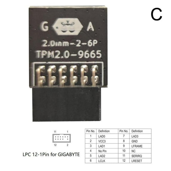 GIGABYTE GC-TPM2.0_S 2.0 TPM Module (12 Pin 12-1) LPC TPM 2.0 Trusted Platform Y2E5
