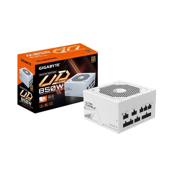 GIGABYTE GP-UD850GM PG5W PCIE 5 ATX 3.0 Fully Modular Gaming Power Supply - 80 Plus Gold Certified 850W - Japanese Capacitors - ATX PSU