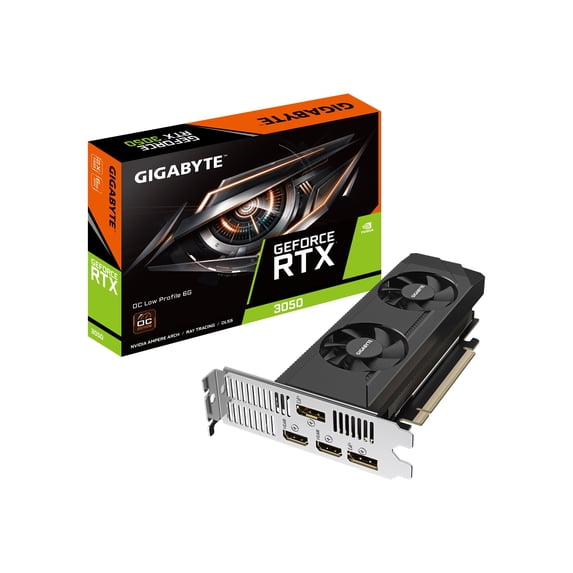 GIGABYTE GeForce RTX 3050 OC Low Profile 6G Graphics Card, 2x WINDFORCE Fans, 6GB GDDR6 96-bit GDDR6, GV-N3050OC-6GL Video Card