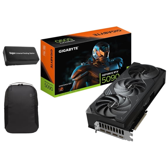 GIGABYTE GeForce RTX 5090 WINDFORCE 32G Graphics Card, 32GB 512-bit GDDR7, PCIe 5.0, WINDFORCE Cooling System, GV-N5090WF3-32GD Video Card, Bundle with Targus Dock Station and Backpack Alienware