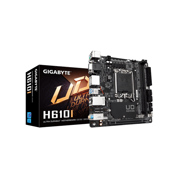 GIGABYTE H610I H610 Intel LGA 1700 Mini-ITX Motherboard with DDR5, Single M.2, PCIe 4.0, USB 3.2 Gen1, Intel GbE LAN Chip