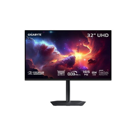 GIGABYTE - MO32U 32" QD OLED UHD 165Hz FreeSync Premium Pro Gaming Monitor with HDR (HDMI, DisplayPort, Type C) - Black