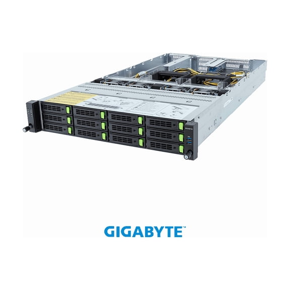 GIGABYTE R283-SF0-AAL1 Rack Server - 5th/4th Gen Intel Xeon Scalable - 2U DP 4 x PCIe Gen5 GPUs (12 x drives)