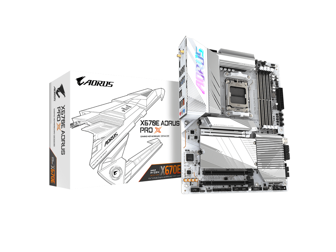 GIGABYTE X670E AORUS PRO X AMD ATX Gaming Motherboard, DDR5, Quad