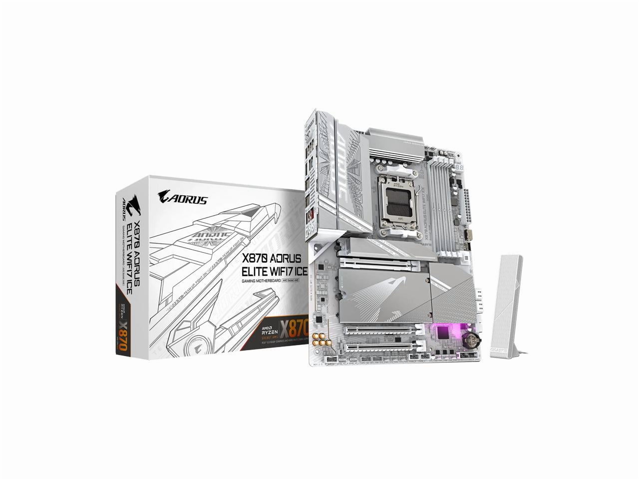 Aorus Ultra Durable X870 AORUS ELITE WIFI7 ICE Gaming Desktop Motherboard, AMD X870 Chipset, Socket AM5, ATX