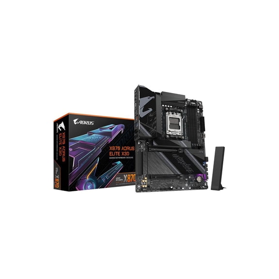 GIGABYTE X870 AORUS ELITE X3D AMD AM5 ATX Motherboard, Supports AMD Ryzen 9000/8000/7000 Series, DDR5, 16+2+2 Power Phase, 4x M.2, PCIe 5.0, USB4, WIFI7, 5 GbE, PCIe EZ-Latch Plus, 5-Year Warranty