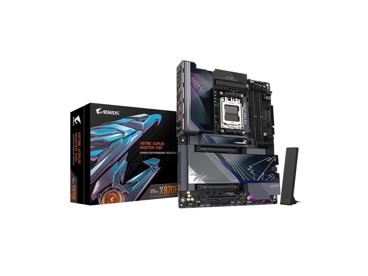 GIGABYTE X870E AORUS MASTER X3D AMD AM5 LGA 1718 ATX Motherboard, Supports AMD Ryzen 9000/8000/7000 Series Processors, DDR5, 18+2+2 Total Power Phase, 5x M.2, PCIe 5.0, USB4 Type-C, WIFI7, 10GbE, PCI
