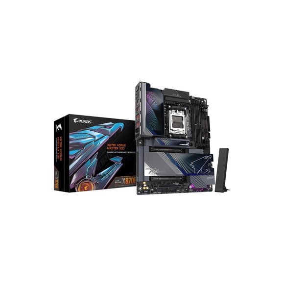 GIGABYTE X870E AORUS MASTER X3D AMD AM5 LGA 1718 ATX Motherboard, Supports AMD Ryzen 9000/8000/7000 Series Processors, DDR5, 18+2+2 Total Power Phase, 5x M.2, PCIe 5.0, USB4 Type-C, WIFI7, 10GbE, PCI