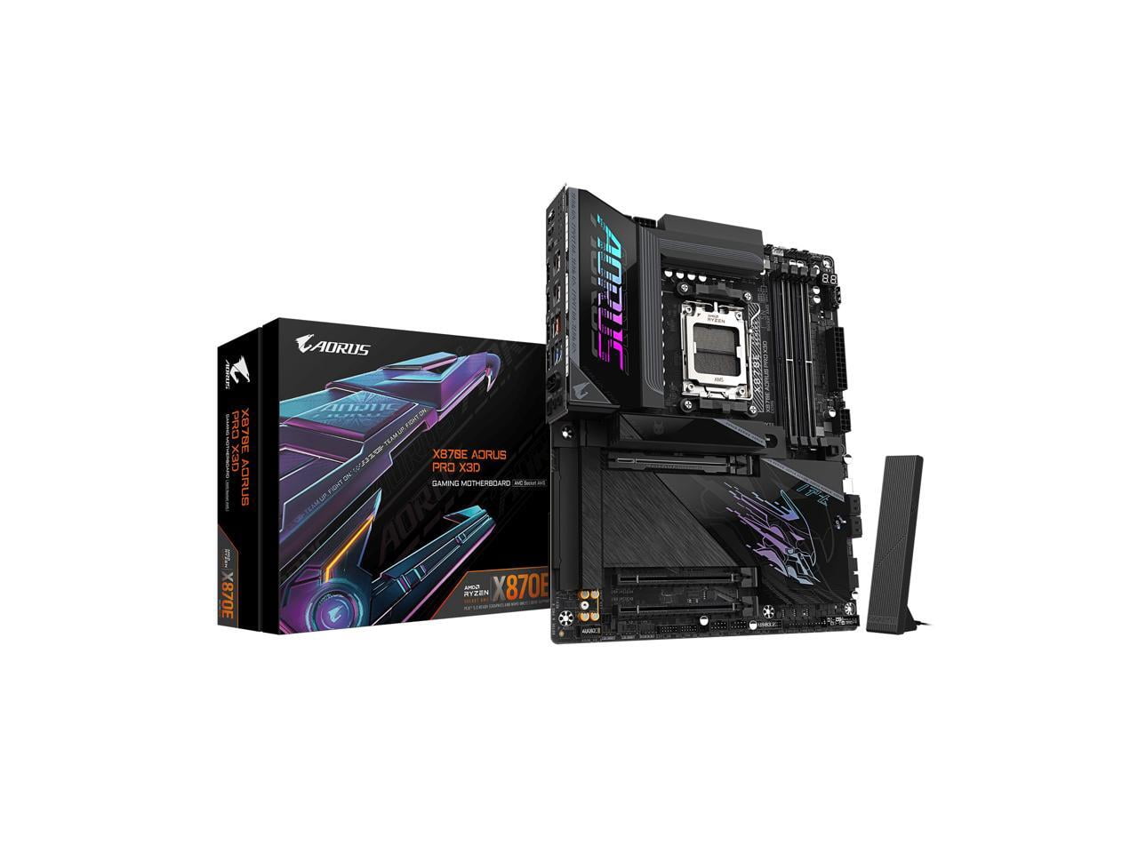 GIGABYTE X870E AORUS PRO X3D AMD AM5 LGA 1718 ATX Motherboard, Supports AMD Ryzen 9000/8000/7000 Series Processors, DDR5, 18+2+2 Total Power Phase, 4x M.2, PCIe 5.0, USB4 Type-C, WIFI7, 5GbE, PCIe EZ