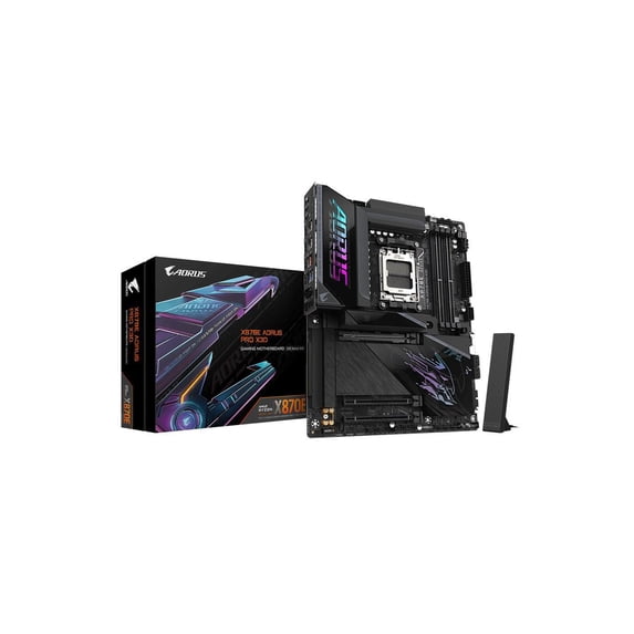 GIGABYTE X870E AORUS PRO X3D AMD AM5 LGA 1718 ATX Motherboard, Supports AMD Ryzen 9000/8000/7000 Series Processors, DDR5, 18+2+2 Total Power Phase, 4x M.2, PCIe 5.0, USB4 Type-C, WIFI7, 5GbE, PCIe EZ