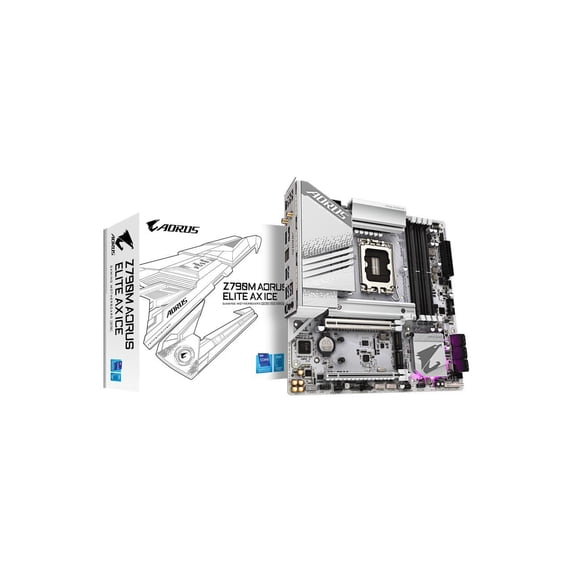 GIGABYTE Z790M AORUS ELITE AX ICE LGA 1700 Intel Z790 M-ATX Motherboard with DDR5, Triple M.2, PCIe 5.0, USB 3.2 Gen2X2 Type-C, Intel Wi-Fi 6E, 2.5GbE LAN, Q-Flash Plus, EZ-Latch Plus