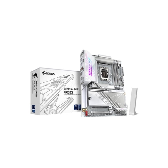 AORUS Z890 PRO ICE - Motherboard - ATX - LGA1851 Socket - Z890 Chipset - USB4, USB 3.2 Gen 2, USB 3.2 Gen 1, USB-C 3.2 Gen 2x2 - 5 Gigabit Ethernet, Bluetooth, Wi-Fi 7 - onboard graphics (CPU required) - HD Audio (8-channel)