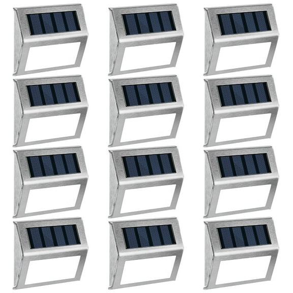 FKHouse 12 Pack Outdoor Solar Deck Lights Solar Stair LED Lights(Cold White)