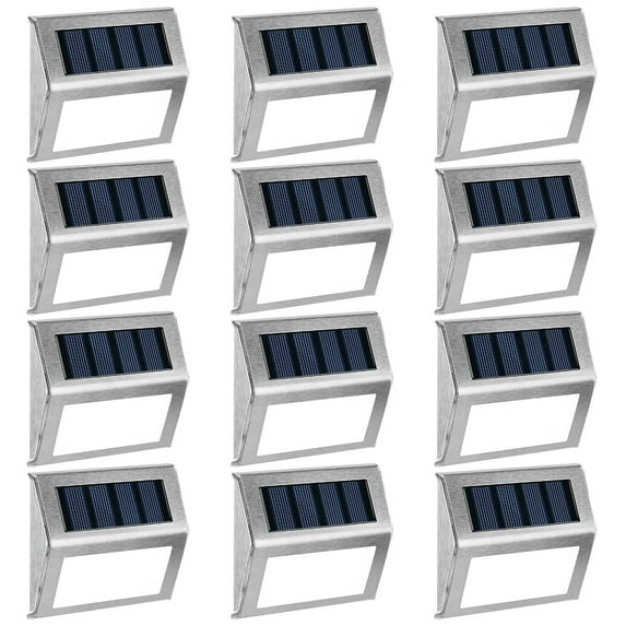 FKHouse 12 Pack Outdoor Solar Deck Lights Solar Stair LED Lights(Cold White)