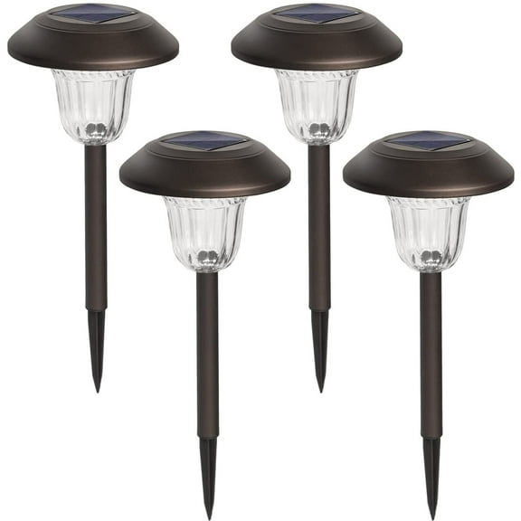 FKHouse 4 Pcs Solar LED Path Lights, Bronze Automatic Led for Patio, Lawn & Garden (Warm White)