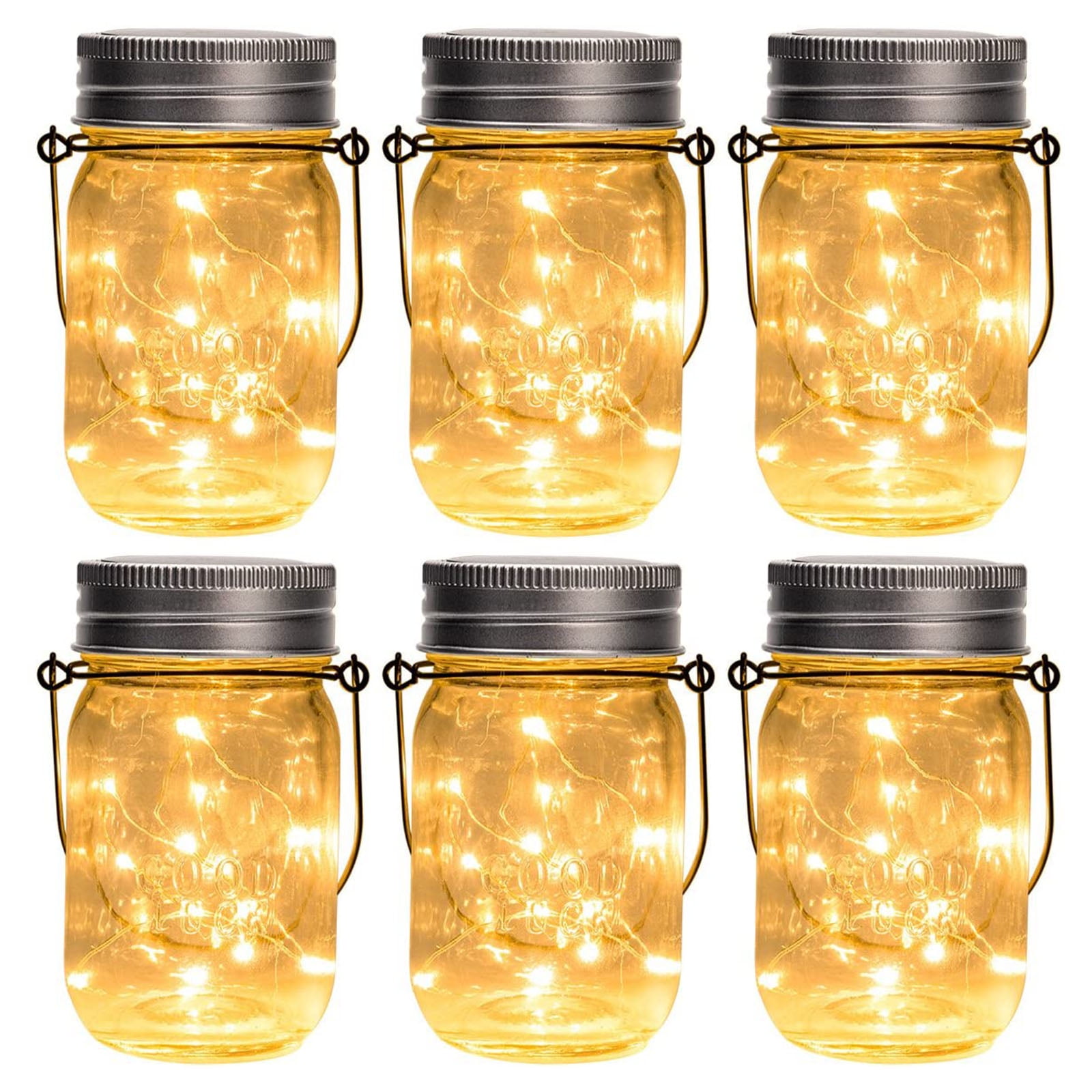 5.3'' Solar Powered LED Mason Jar Lanterns, Set of 6