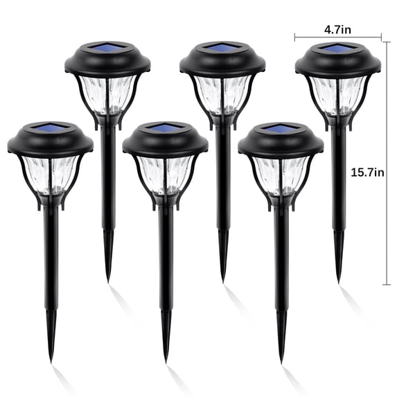 FKHouse Classic Solar Outdoor Garden Pathway LED Lights, 6 Pack