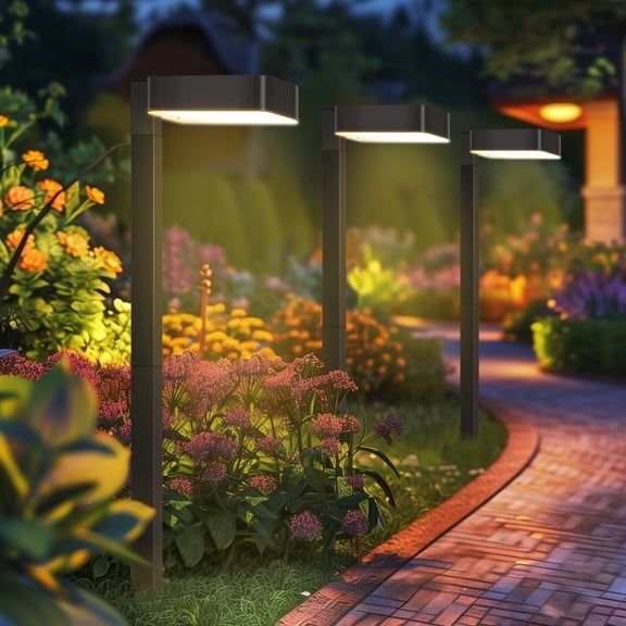 GIGALUMI 8 Pack Solar Pathway Lights Outdoor, 2 Modes Cold/Warm White, IP65 Waterproof Modern Bright Solar Powered Landscape Lighting for Yard, Garden, Walkway, Driveway, Patio