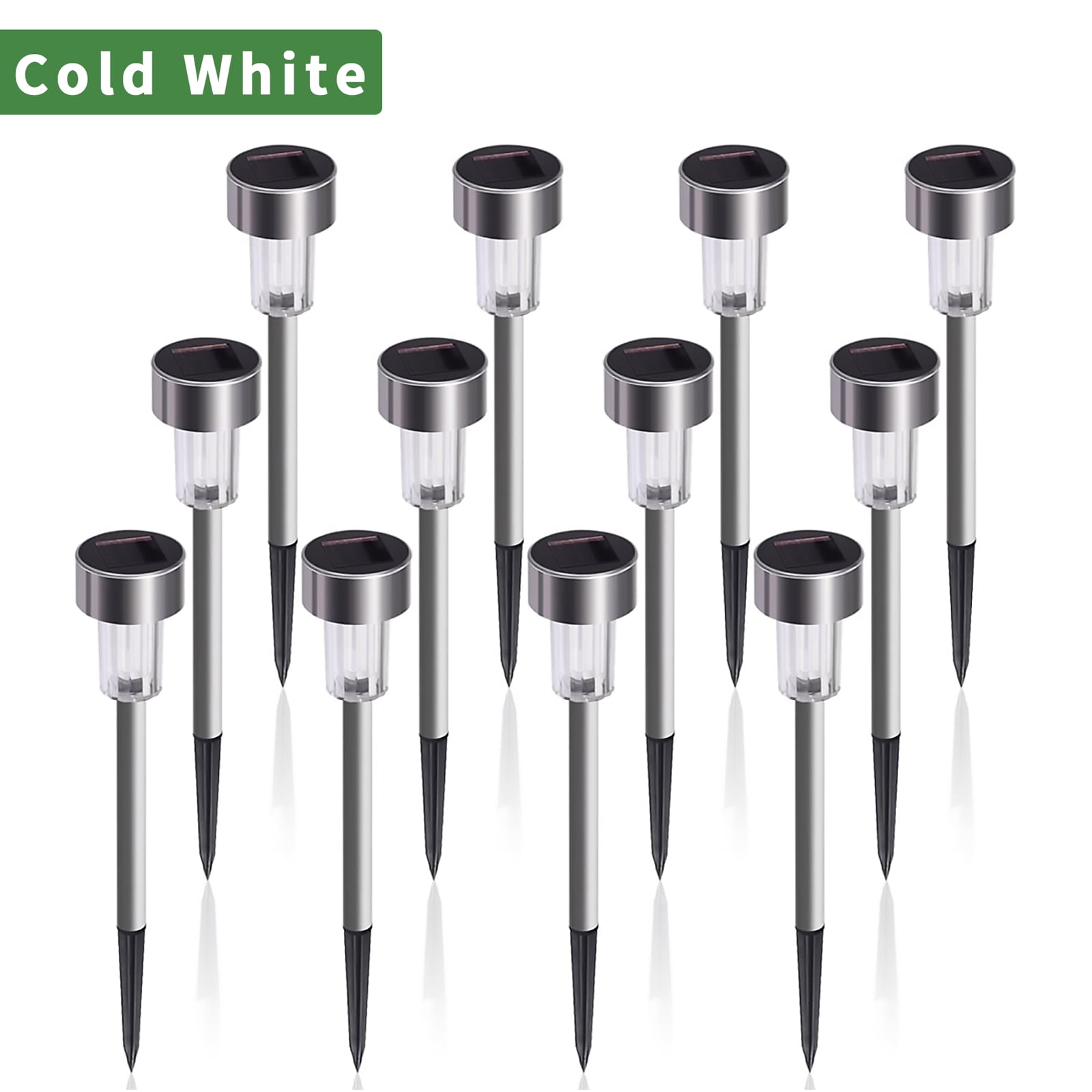 Cold White Solar LED Pathway Lights Stainless Steel Multipack
