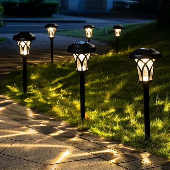 Solpex Solar Pathway Lights 6 Pack, Solar Landscape Lights Warm White, Super Bright High Lumen Waterproof Metal Automatic Solar Yard Lights for Path, Garden, Lawn, Patio and Walkway