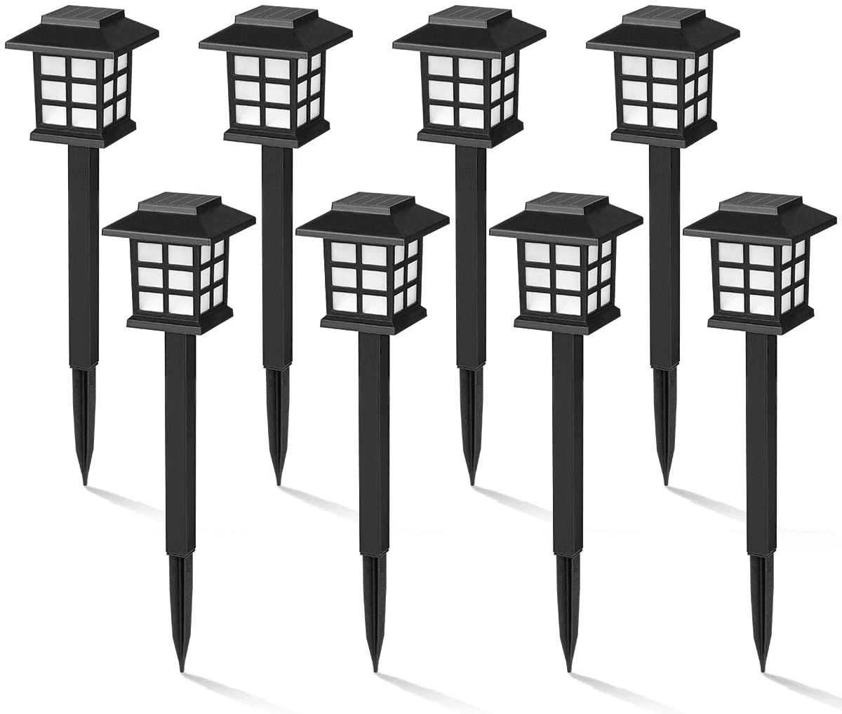 GIGALUMI  Solar Pathway Lights,  8 Pack Outdoor Waterproof, Automatic, LED, Energy Saving, Weather Resistant, Stake Lights for Garden, Landscape, Path, Yard, Patio, Driveway or Walkway