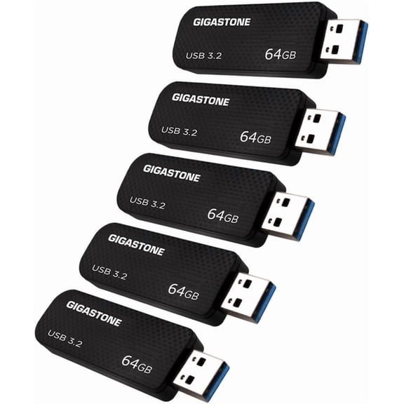 GIGASTONE 64GB USB 3.2 Gen 1 Flash Drive - 5 Pack