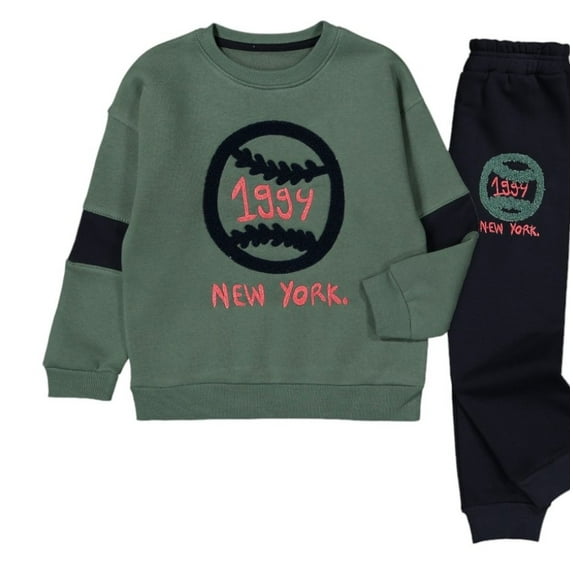 GIGI KIDZ Activewear Long Sleeve Crew Neck Fleece Sweatshirts Kids and Pants Soft Casual Sweatshirt for Boys or Girls Little Boys Little Girls Set