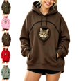 thumbnail image 1 of GIHAVUR Women'S Pet Hoodie with Cat Carrying Pocket and Hand Pockets Pullover Sweatshirt Side Zip Pocket Trendy Streetwear Top, 1 of 4