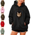 thumbnail image 1 of GIHAVUR Women'S Pet Hoodie with Cat Carrying Pocket and Hand Pockets Pullover Sweatshirt Side Zip Pocket Trendy Streetwear Top, 1 of 4