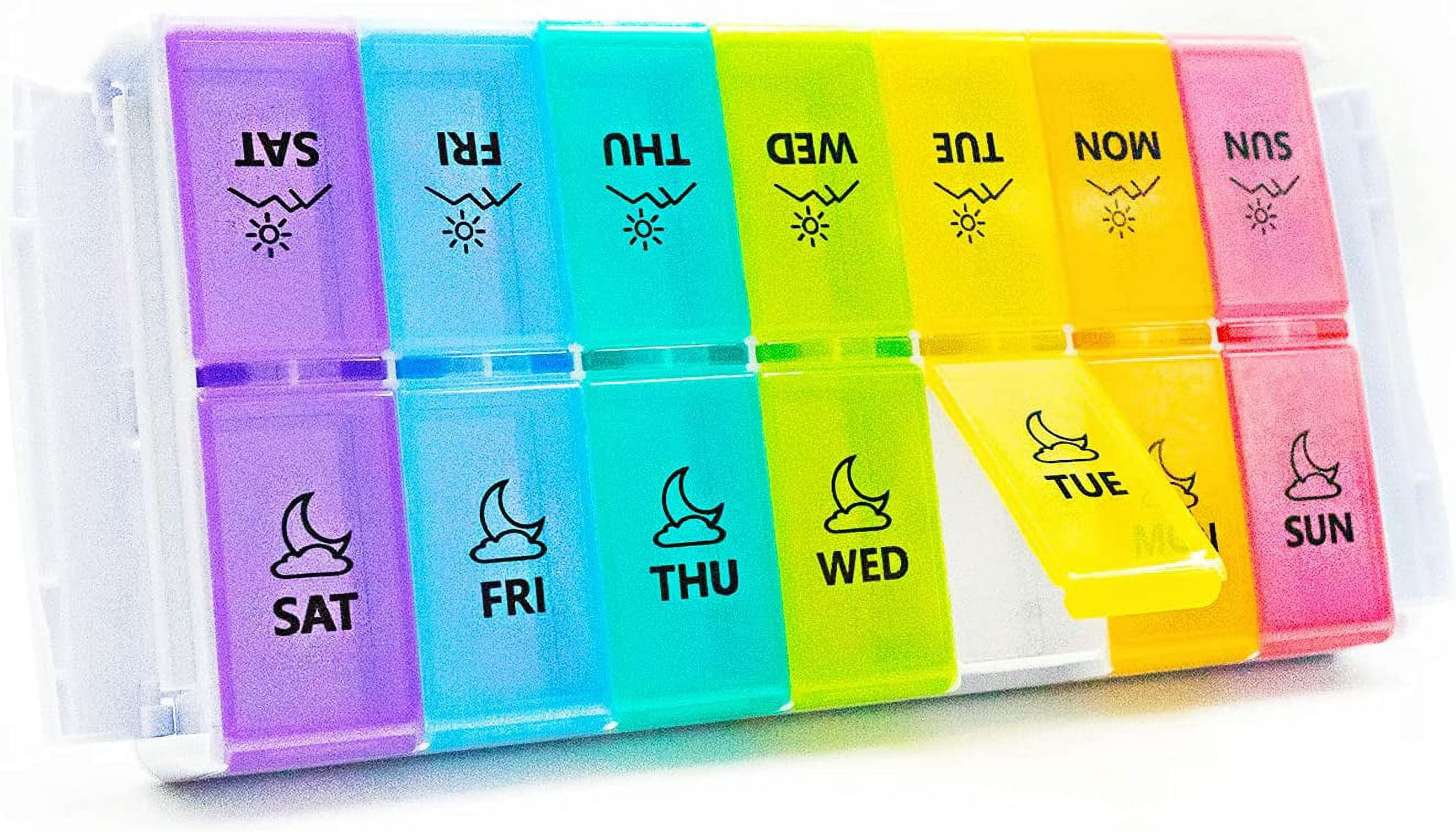GIIYAA Pill Case QuickFill Weekly Pill Organizer 2 Times a Day, Extra