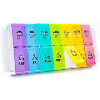 Dependable Industries Inc. Essentials Jumbo Extra Large 9 x 4.75 Pill Organizer 7 Day 2 Times A Day Weekly Pill Box Am PM Pill Case, Pill Container