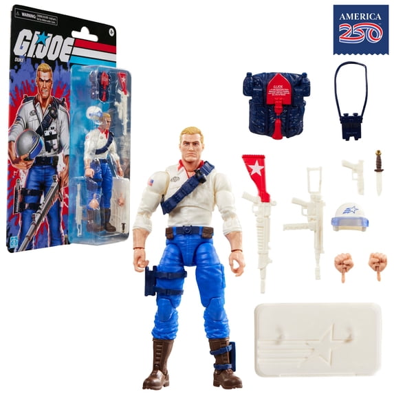 G.I. Joe Classified Series Retro Cardback USA Duke, America's 250th Birthday 6 Inch Action Figure, Fun Summer Toys for Kids, Ages 4+