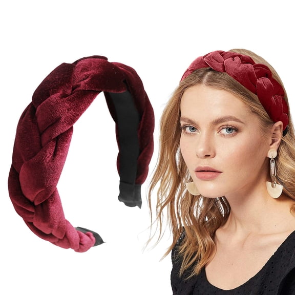 GIJNRIUIUA Under $5 Headbands for Women Non Slip Sales Today Braided Hair Band Velvet Braided Headband Women's Wide Vintage Padded Headband for Women and Girls