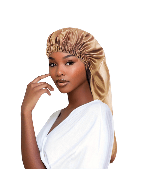 Extra Long Satin Hair Bonnet for Long Braids Dreadlocks Wide Elastic Band Smooth Silky Night Sleep Cap Anti Frizz Hair Protection Large Capacity Hair Wrap for Women Curly Long Hair