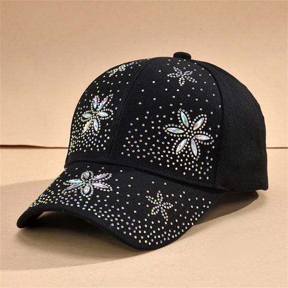 GIJNRIUIUA Headwear Snapback Trucker Under $5 Summer Sales Sequins Baseball Cap Bling Adjustable Soft Cotton Lightweight Summer Outdoor Casual Fashion Sun Hat Black Bucket Hats One Size