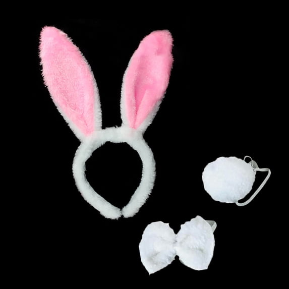 GIJNRIUIUA Under $5 Cute Headbands for Women 2026 Summer Sales Easter Bunny Rabbit Costume Set Ears Headband Bow Tie Tail Set Halloween Costume