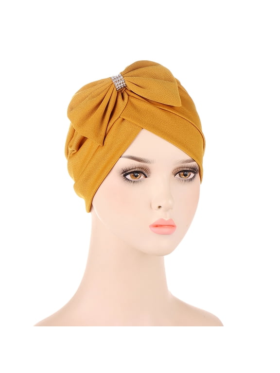 Under $5 Cute Headbands for Women Sales Today Cancer Head Hat Cap Ethnic Bohemian Bowknot Braid Hair Cover Wrap Turban Headwear Turban Cap