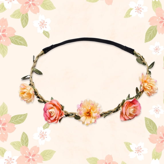 GIJNRIUIUA Under $5 Flower Headband for Women Sales Today Summer Beautiful Wreath Headband Small Rose Headband Girl Adult Headwear