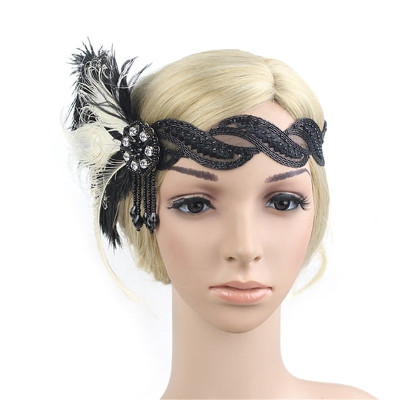 GIJNRIUIUA Under $5 Headband and a Clip for Women Summer Sales 1920S Headpiece Flapper Headband Great Headdress Vintage