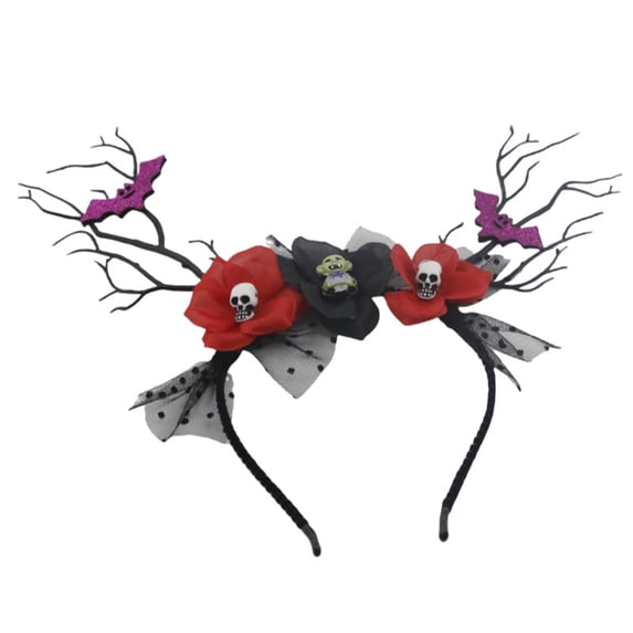 GIJNRIUIUA Under $5 Headbands for Women Sales 2026 Halloween Headband Black Flower Hair Hairband Headpiece Headwear for Women Girl Decor