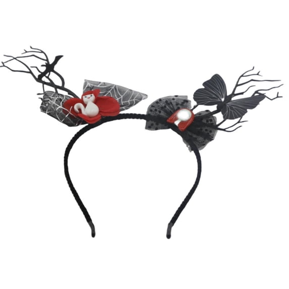 GIJNRIUIUA Under $5 Party Headbands 2026 Summer Sales Halloween Headband Black Flower Hair Hairband Headpiece Headwear for Women Girl Decor