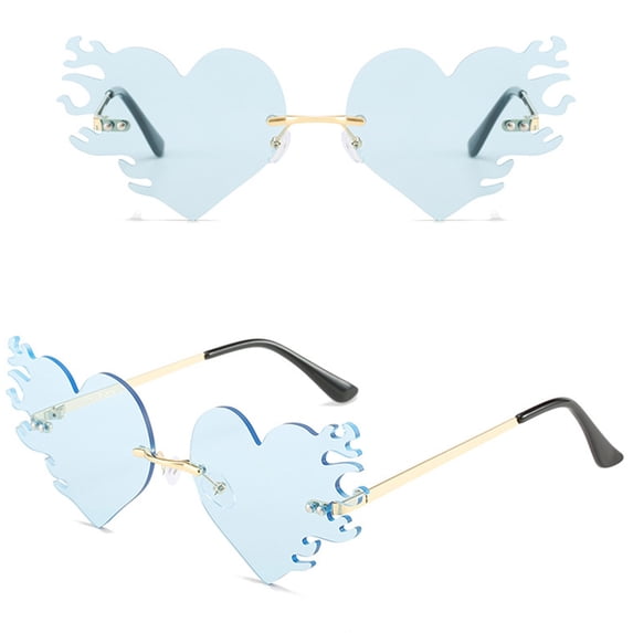 GIJNRIUIUA Under $5 Polarized Heart Shaped Sunglasses Sun Glasses for Driving Traveling Outfit Light Blue Frame
